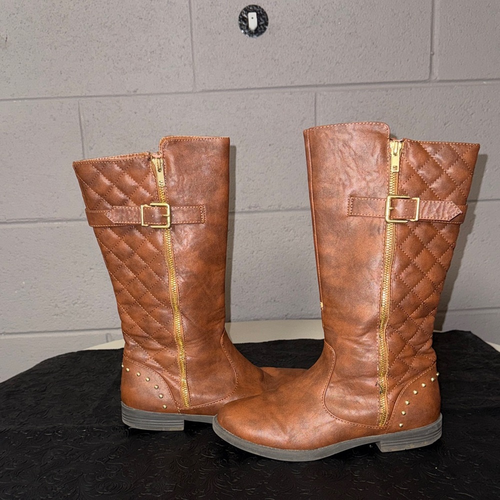 Piper Tan Quilted Heeled Boots